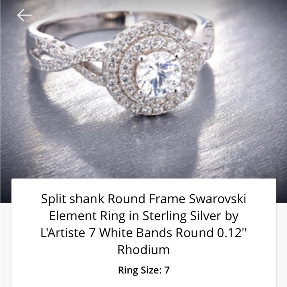 Split Shank Round Frame Swarovski Element Ring In… - image 1